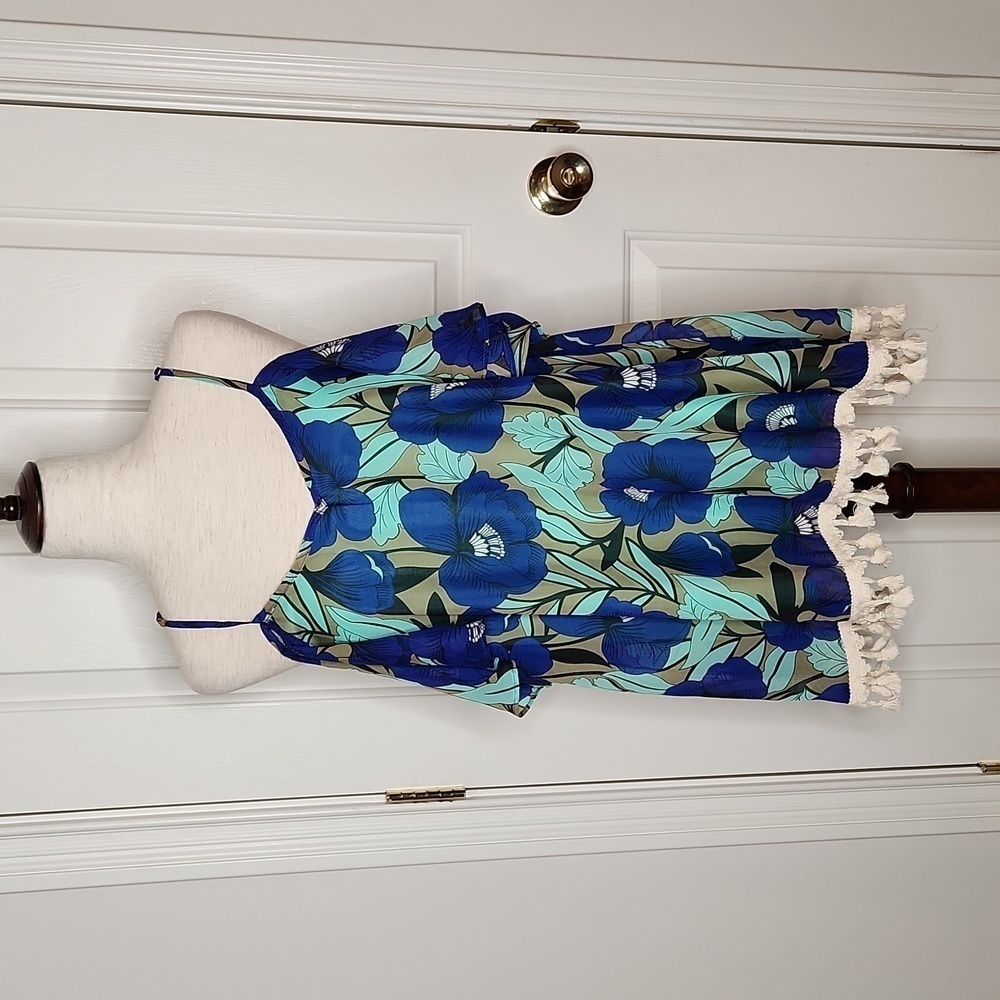 Judith March Indigo Poppy Cold Shoulder Top Size S